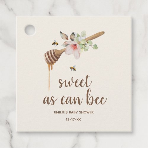Sweet As Can Bee Floral Honey Wand Baby Shower Favor Tags