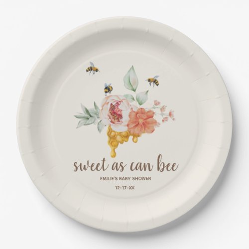 Sweet As Can Bee Floral Honeycomb Baby Shower Favo Paper Plates