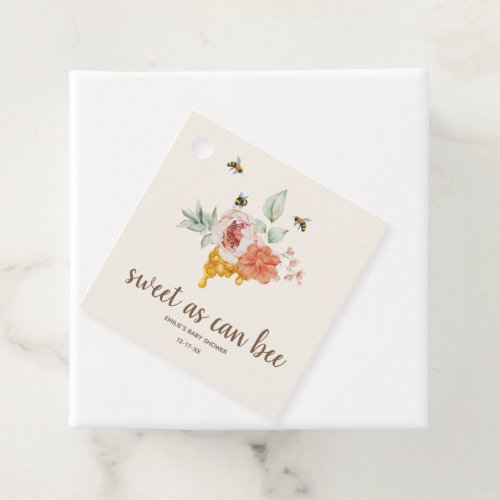 Sweet As Can Bee Floral Honeycomb Baby Shower Favor Tags