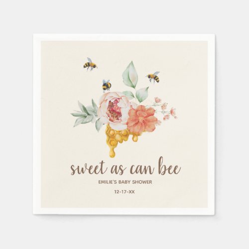 Sweet As Can Bee Floral Honeycomb Baby Shower Napkins