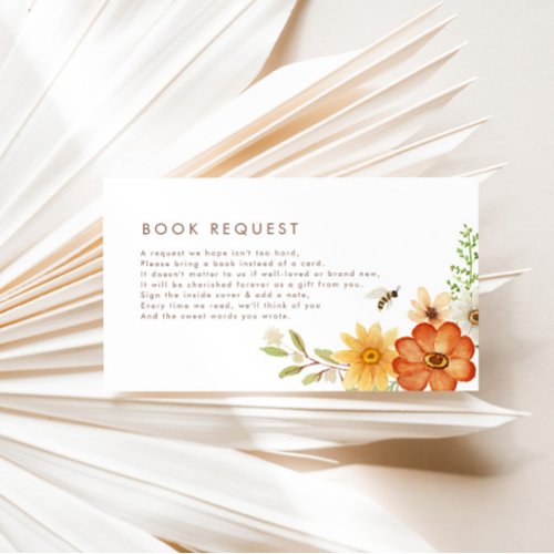 Sweet As Can Bee  Floral Spring Book Request Baby Enclosure Card
