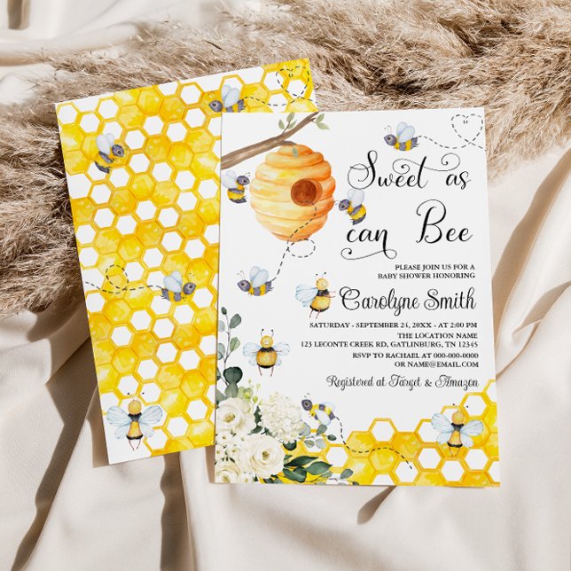 Sweet as can Bee Gender Neutral Baby Shower Invitation (Creator Uploaded)