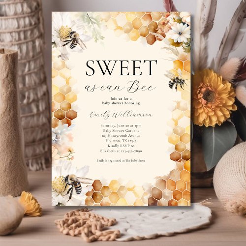Sweet As Can Bee Gender Neutral Baby Shower  Invitation