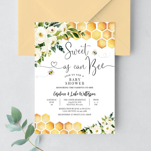Sweet As Can Bee Gender Neutral Baby Shower Invitation (Creator Uploaded)