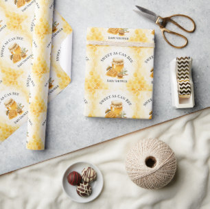 Sweet As Can Bee Gender Neutral Baby Shower Wrapping Paper
