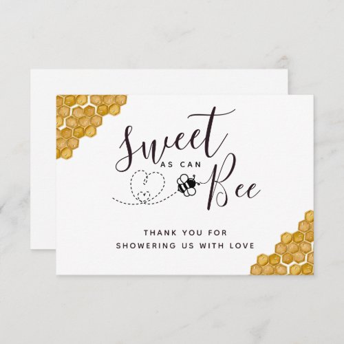 Sweet as Can Bee Gender Reveal Party Thank You Card