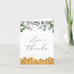 Sweet as Can Bee Greenery Baby Shower Letterpress Thank You Card
