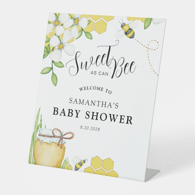 Sweet As Can Bee Honey Baby Shower Welcome Sign (Front)
