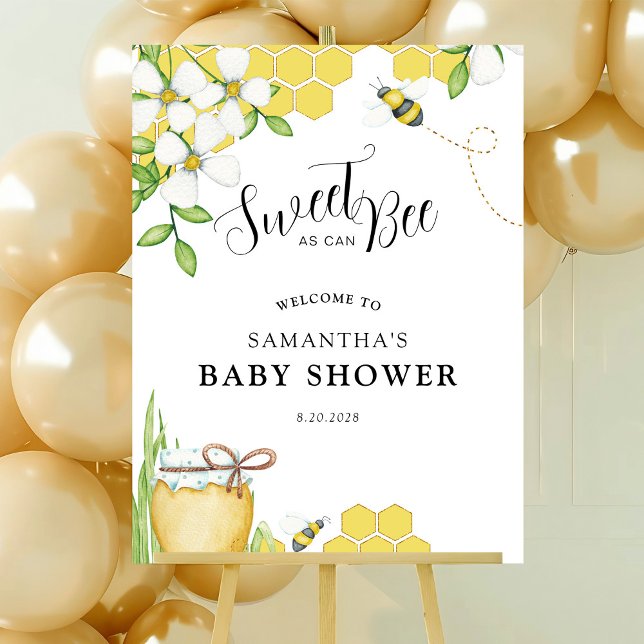 Sweet As Can Bee Honey Baby Shower Welcome Sign (Creator Uploaded)