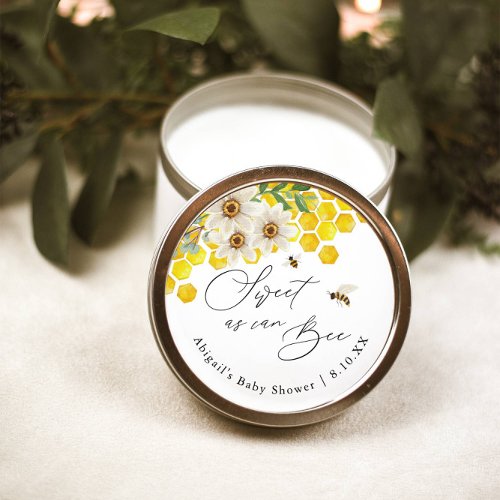 Sweet as Can Bee Honey Bee and Daisy Favor Classic Round Sticker