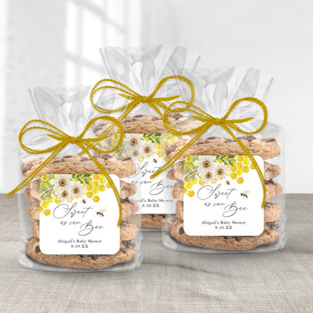 Sweet as Can Bee, Honey Bee and Daisy Favor Square Sticker (Creator Uploaded)