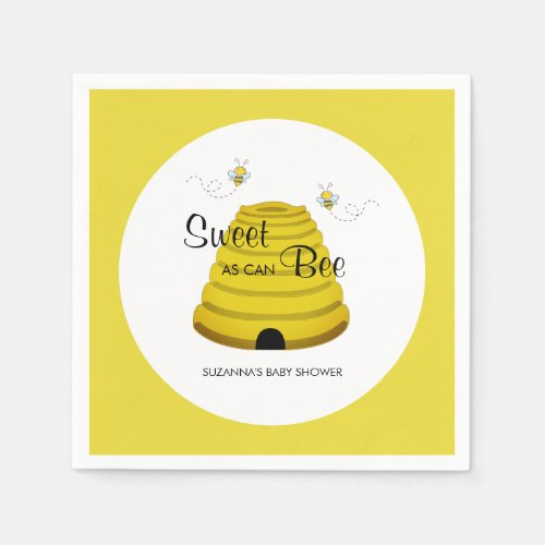 Sweet as can Bee Honey Bee Hive Baby Shower Napkins