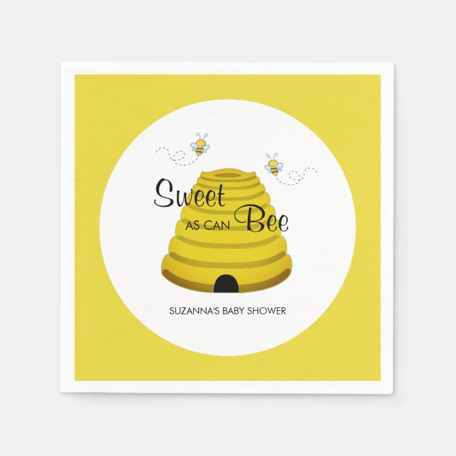 Sweet as can Bee Honey Bee Hive Baby Shower Napkins (Front)