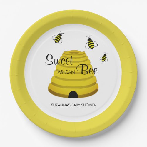 Sweet as can Bee Honey Bee Hive Baby Shower  Paper Paper Plates