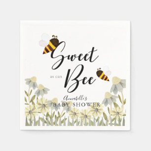 Sweet as can Bee Honey Bee White Baby Shower Napkins