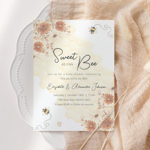 Sweet As Can Bee Honey Boho Baby Shower Invitation