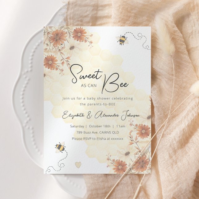 Sweet As Can Bee Honey Boho Baby Shower Invitation (Creator Uploaded)