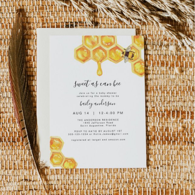 Sweet as Can Bee Honey Bumble Bee Baby Shower Invitation (Creator Uploaded)