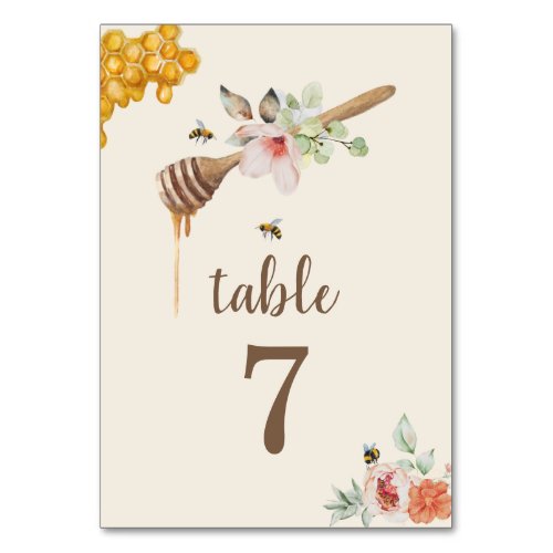 Sweet As Can Bee Honey Floral Baby Shower Table Number