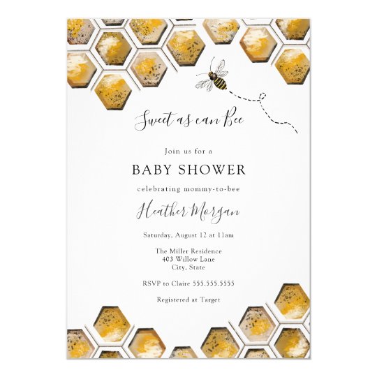 Sweet as can Bee Honeycomb Baby Shower Invitation | Zazzle.com