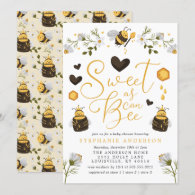 Sweet As Can Bee Honeycomb Bumblebee Baby Shower Invitation