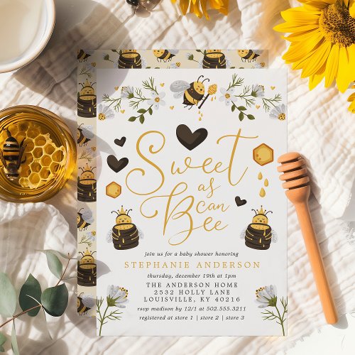 Sweet As Can Bee Honeycomb Bumblebee Baby Shower Invitation