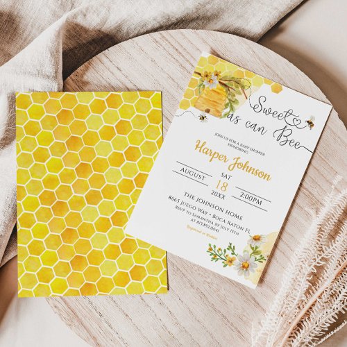 Sweet as Can Bee Honeycomb Daisy Baby Shower Invit Invitation