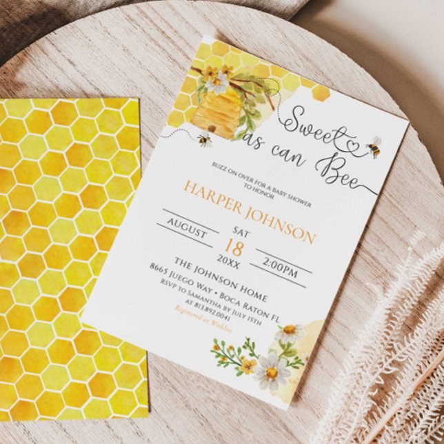 Sweet as Can Bee Honeycomb Floral Baby Shower Invi Invitation (Creator Uploaded)