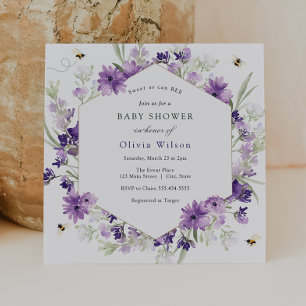Sweet as Can Bee Lavender Baby Shower Invitation