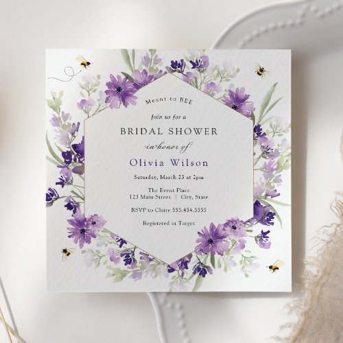 Sweet as Can Bee Lavender Bridal Shower Invitation