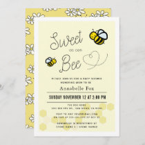 Sweet as can Bee Light Yellow Baby Shower Invitation