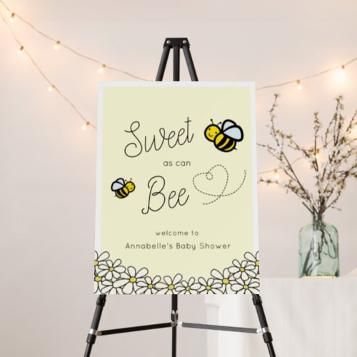 Sweet as can Bee Light Yellow Baby Shower Welcome Foam Board