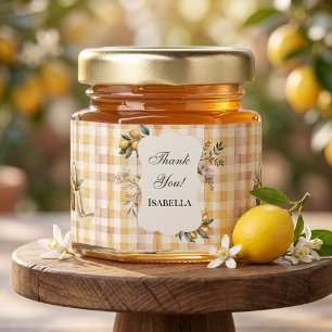 Sweet As Can Bee Little Lemon Gingham Birthday Honey Jar Favors