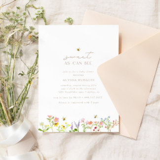 Sweet As Can Bee Modern Minimal Baby Shower Invitation