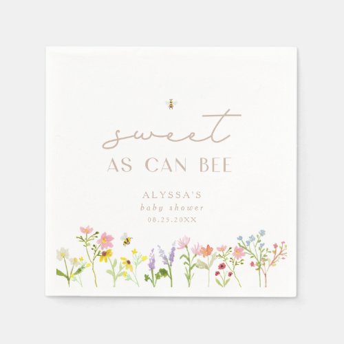 Sweet As Can Bee Modern Minimal Baby Shower Napkins