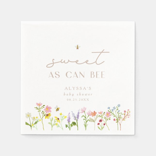Sweet As Can Bee Modern Minimal Baby Shower Napkins (Front)