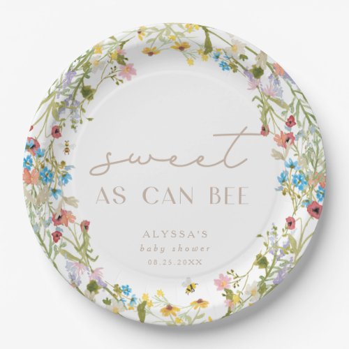 Sweet As Can Bee Modern Minimal Baby Shower Paper Plates