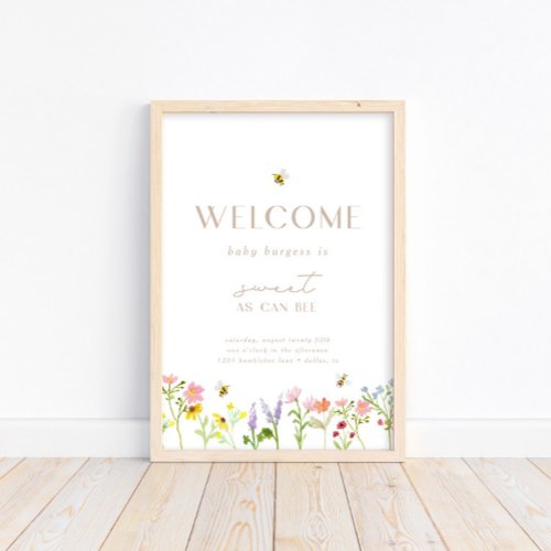 Sweet As Can Bee Modern Minimal Welcome Poster