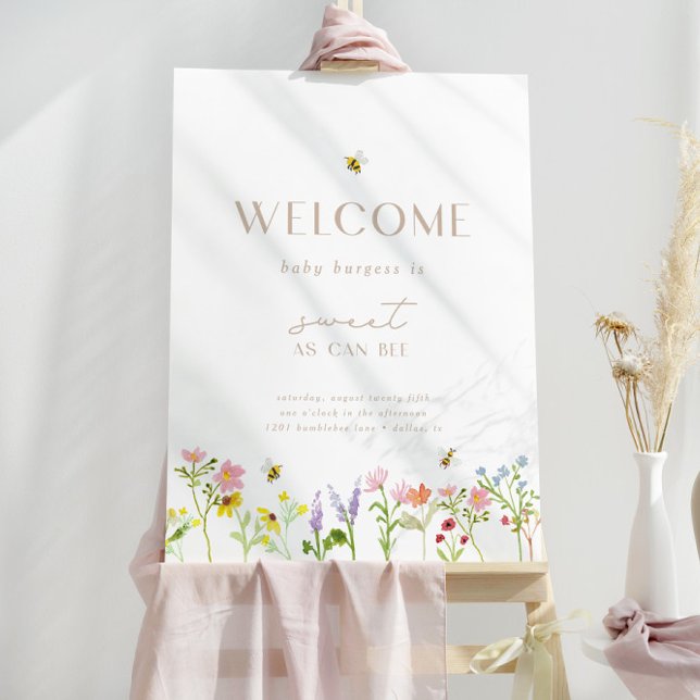 Sweet As Can Bee Modern Minimal Welcome Sign (Also available in poster format with print and digital download - a budget friendly option!)