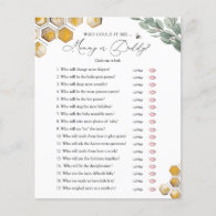 Sweet as Can Bee Mommy or Daddy Baby Shower Game
