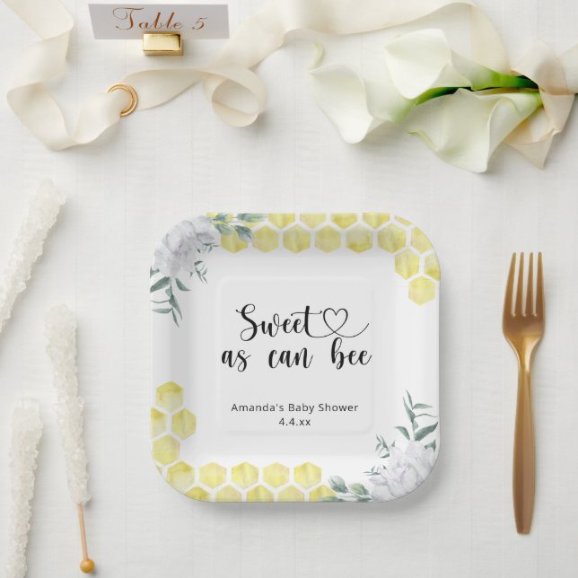 Sweet as can Bee -  Paper Plates (Wedding)