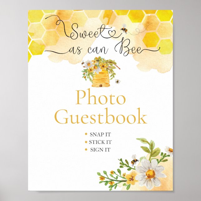 Sweet as Can Bee Photo Baby Shower Guest Book (Front)