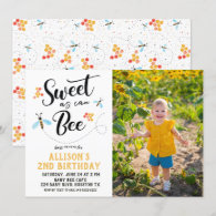 Sweet as can Bee Photo Birthday Invitation