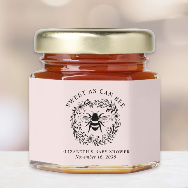 Sweet As Can Bee Pink Baby Girl Shower Honey Jar Favors (Creator Uploaded)