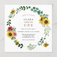 Sweet As Can Bee Pink Sunflower Birthday Invitation
