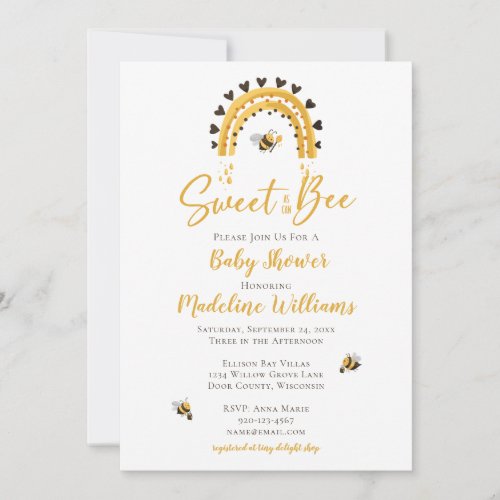 Sweet As Can Bee Rainbow Baby Shower Invitation