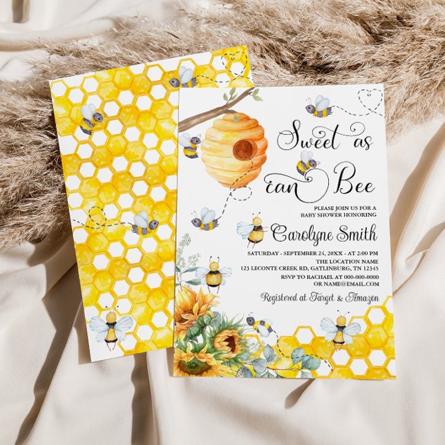Sweet as can Bee Sunflower Baby Shower Invitation (Creator Uploaded)