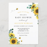 Sweet As Can Bee Sunflower Baby Shower Invitation
