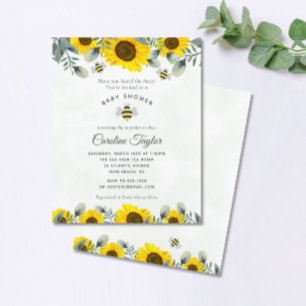 Sweet as Can Bee Sunflowers Baby Shower Invitation