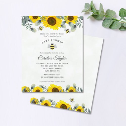 Sweet as Can Bee Sunflowers Baby Shower Invitation